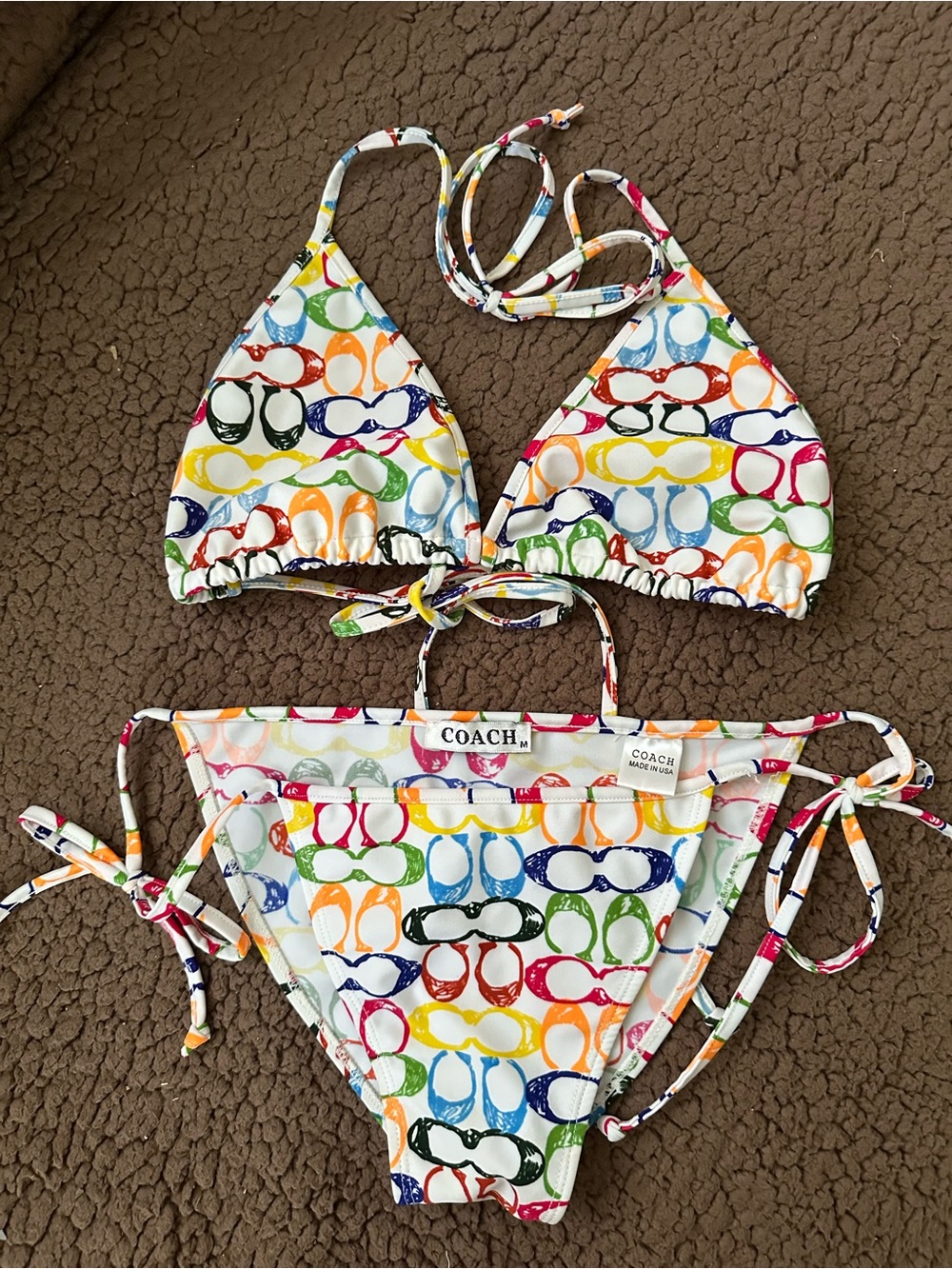 Vintage Coach Rainbow 2 pc Bikini Size M - Picture 2 of 4